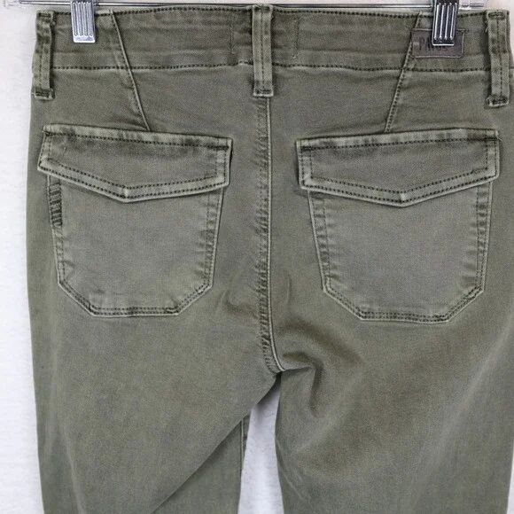 Paige Mayslie Jogger Utility Stretch Ankle Zip Hem Womens 24 Army Green Olive - Picture 6 of 11